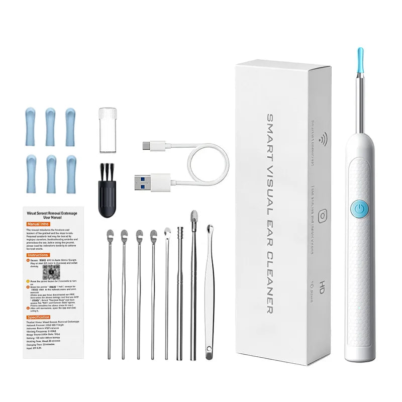 2025Hot Selling Wifi Endoscope 1080P Ear Picker Camera and Ear Spoon Base Ear Cleaning Otoscope Ear Wax Removal