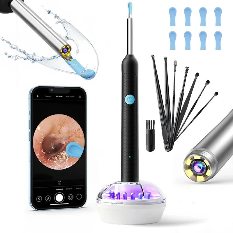 2025Hot Selling Wifi Endoscope 1080P Ear Picker Camera and Ear Spoon Base Ear Cleaning Otoscope Ear Wax Removal