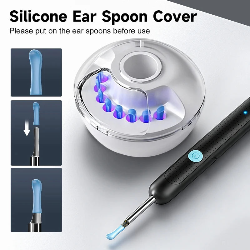 2025Hot Selling Wifi Endoscope 1080P Ear Picker Camera and Ear Spoon Base Ear Cleaning Otoscope Ear Wax Removal